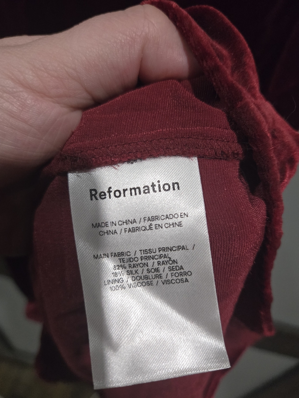 Reformation Pennington Dress Red Velvet Size 6 **read Description - Picture 9 of 11